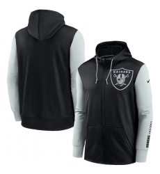 Men Las Vegas Raiders Nike Black Silver Fan Gear Mascot Performance Full Zip Hoodie Men Las Vegas Raiders Nike Black Silver Fan Gear Mascot Performance Full Zip Hoodie