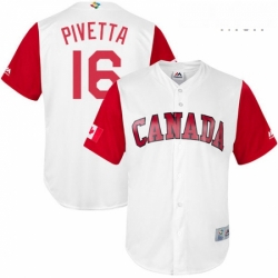 Mens Canada Baseball Majestic 16 Nick Pivetta White 2017 World Baseball Classic Replica Team Jersey