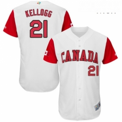 Mens Canada Baseball Majestic 21 Ryan Kellogg White 2017 World Baseball Classic Authentic Team Jersey