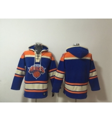 Men New Yok Knicks Blank Blue Lace Up Pullover Hoodie Men New Yok Knicks Blank Blue Lace Up Pullover Hoodie