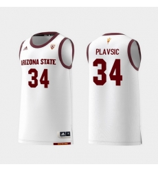 Men Arizona State Sun Devils Uros Plavsic White Replica College Basketball Jersey