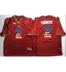 Florida State Seminoles 2 Deion Sanders Red USA Flag College Jersey