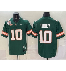 Men Miami Hurricanes  10 Malachi Toney Green F U S E  The Fiesta Bowl Champions   Florida Patch Stitched Football Jersey