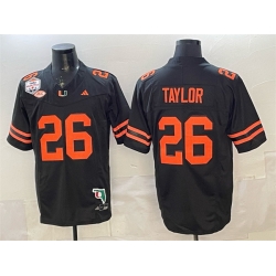 Men Miami Hurricanes  26 Sean Taylor Black F U S E  Fiesta Bowl Champions   Florida Patch Stitched Football Jersey