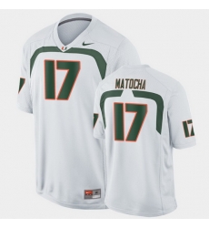 Men Miami Hurricanes Peyton Matocha Game White College Football Jersey