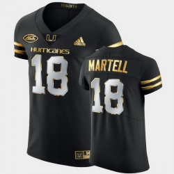 Men Miami Hurricanes Tate Martell Golden Edition Black Authentic Jersey