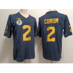 Men Women Youth Michigan Wolverines Blake Corum #2 Navy High School F U S E Stitched Rose Bowl Jersey