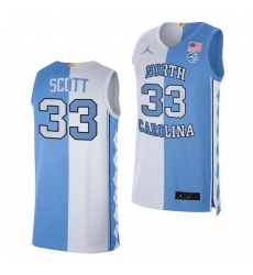 North Carolina Tar Heels Charlie Scott 2021 Blue White Split Edition Special Jersey