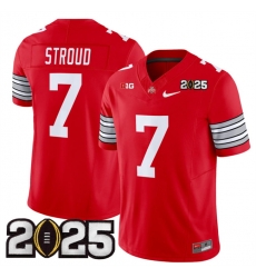 Men's Ohio State Buckeyes #7 C.J. Stroud Red 2025 CFP Final Patch F.U.S.E. Vapor Limited Stitched Football Jersey