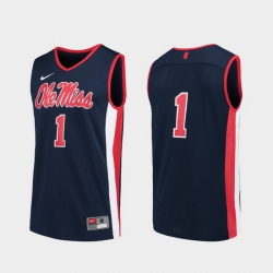 Men Ole Miss Rebels Navy Replica College Basketball Jersey