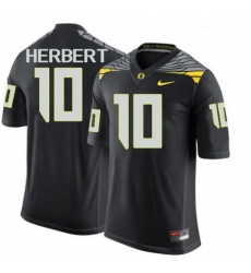 Men JUSTIN HERBERT JERSEY #10 OREGON DUCKS BLACK