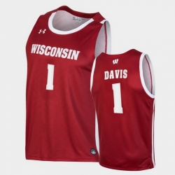 Men Wisconsin Badgers Jonathan Davis Replica Red College Basketball Jersey