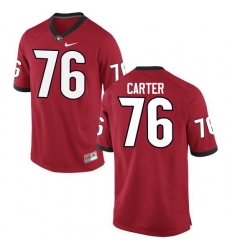 Men Georgia Bulldogs #76 Michail Carter College Football Jerseys-Red