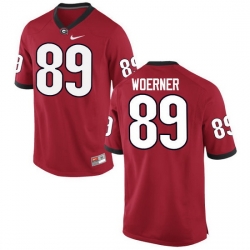 Men Georgia Bulldogs #89 Charlie Woerner College Football Jerseys-Red