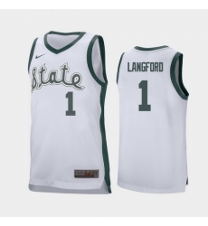 Michigan State Spartans Joshua Langford White Retro Replica Men'S Jersey