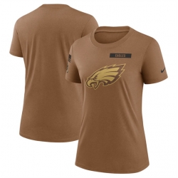 Women Philadelphia Eagles 2023 Brown Salute To Service Legend Performance T Shirt