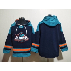 Men New York Islanders Blank Black Ageless Must Have Lace Up Pullover Hoodie