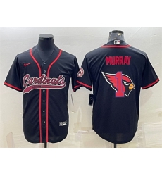 Men Arizona Cardinals 1 Kyler Murray Black Team Big Logo With Patch Cool Base Stitched Baseball Jersey