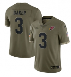 Men Arizona Cardinals 3 Budda Baker Olive 2022 Salute To Service Limited Stitched Jersey