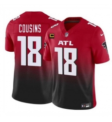 Men Atlanta Falcons 18 Kirk Cousins Red Black 2024 F U S E With 4 Star C Patch Vapor Untouchable Limited Stitched Football Jersey