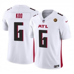 Men Atlanta Falcons 6 Younghoe Koo White 2023 F U S E  With John Madden Patch Vapor Limited Stitched Football Jersey