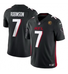 Men Atlanta Falcons 7 Bijan Robinson Black 2023 F U S E  With John Madden Patch Vapor Limited Stitched Football Jersey