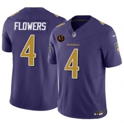 Men Baltimore Ravens 4 Zay Flowers Purple 2025 F U S E  With John Madden Patch Limited Football Jersey