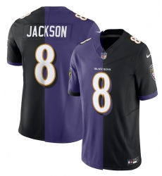 Men Baltimore Ravens 8 Lamar Jackson Purple Black Split Vapor Limited Football Jersey