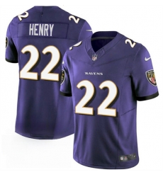 Men's Baltimore Ravens #22 Derrick Henry Purple 2023 F.U.S.E. Vapor Limited Football Stitched Jersey