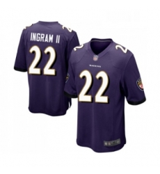 Mens Baltimore Ravens 22 Mark Ingram II Game Purple Team Color Football Jersey