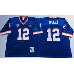 Men Buffalo Bills 12 Jim Kelly Blue M&N Throwback Jersey Men Buffalo Bills 12 Jim Kelly Blue M&N Throwback Jersey