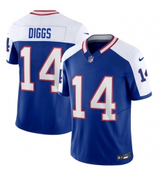 Men Buffalo Bills 14 Stefon Diggs Blue White 2023 F U S E  Throwback Vapor Untouchable Limited Stitched Jersey