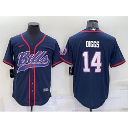 Men Buffalo Bills 14 Stefon Diggs Navy With Patch Cool Base Stitched Baseball Jersey Men Buffalo Bills 14 Stefon Diggs Navy With Patch Cool Base Stitched Baseball Jersey