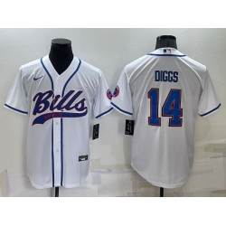 Men Buffalo Bills 14 Stefon Diggs White Cool Base Stitched Baseball Jersey Men Buffalo Bills 14 Stefon Diggs White Cool Base Stitched Baseball Jersey