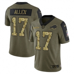 Men Buffalo Bills 17 Josh Allen 2021 Salute To Service Olive Camo Limited Stitched Jersey Men Buffalo Bills 17 Josh Allen 2021 Salute To Service Olive Camo Limited Stitched Jersey