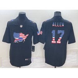 Men Buffalo Bills 17 Josh Allen Black USA Flag Limited Stitched Jersey Men Buffalo Bills 17 Josh Allen Black USA Flag Limited Stitched Jersey
