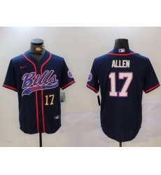 Men Buffalo Bills 17 Josh Allen Navy Team Cool Base Stitched Baseball Jersey 1