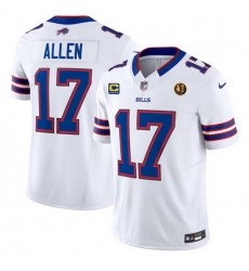 Men Buffalo Bills 17 Josh Allen White 2023 F U S E  With 4 Star C Ptach And John Madden Patch Vapor Limited Stitched Football Jersey