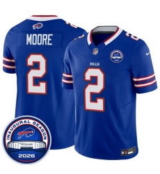 Men Buffalo Bills  2 D J  Moore Blue F U S E  2026 Inaugural Season at Highmark Stadium Stitched Football Jersey