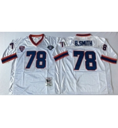 Men Buffalo Bills 78 Bruce Smith White M&N Throwback Jersey