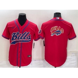 Men Buffalo Bills Red Team Big Logo With Patch Cool Base Stitched Baseball Jersey Men Buffalo Bills Red Team Big Logo With Patch Cool Base Stitched Baseball Jersey