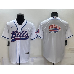 Men Buffalo Bills White Team Big Logo With Patch Cool Base Stitched Baseball Jersey Men Buffalo Bills White Team Big Logo With Patch Cool Base Stitched Baseball Jersey