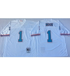 Men Oilers 1 Moon White M&N Throwback Jersey