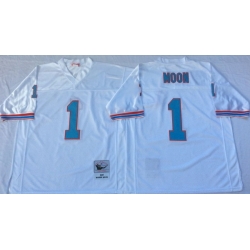 Men Oilers 1 Moon White M&N Throwback Jersey Men Oilers 1 Moon White M&N Throwback Jersey