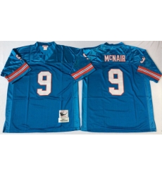 Men Oilers 9 Steve McNair Blue M&N Throwback Jersey