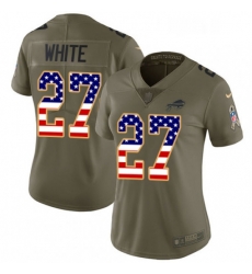 Womens Nike Buffalo Bills 27 TreDavious White Limited OliveUSA Flag 2017 Salute to Service NFL Jersey