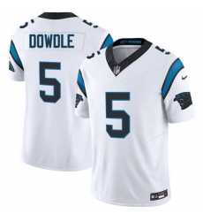 Men Carolina Panthers 5 Rico Dowdle White 2024 F U S E  Vapor Limited Stitched Football Jersey Men Carolina Panthers 5 Rico Dowdle White 2024 F U S E  Vapor Limited Stitched Football Jersey