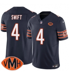 Men Chicago Bears 4 D 27Andre Swift Navy 2025 F U S E  With Illinois and VMH Patch Vapor Untouchable Limited Stitched Football Jersey