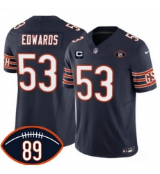Men Chicago Bears  53 T J  Edwards Navy 2026 With Mike Ditka 89 Patch And 1 Star C Patch Vapor Untouchable Limited Stitched Football Jersey