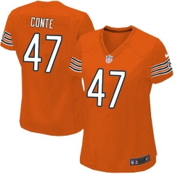 Nike NFL Chicago Bears #47 Chris Conte Orange Women's Elite Alternate Jersey